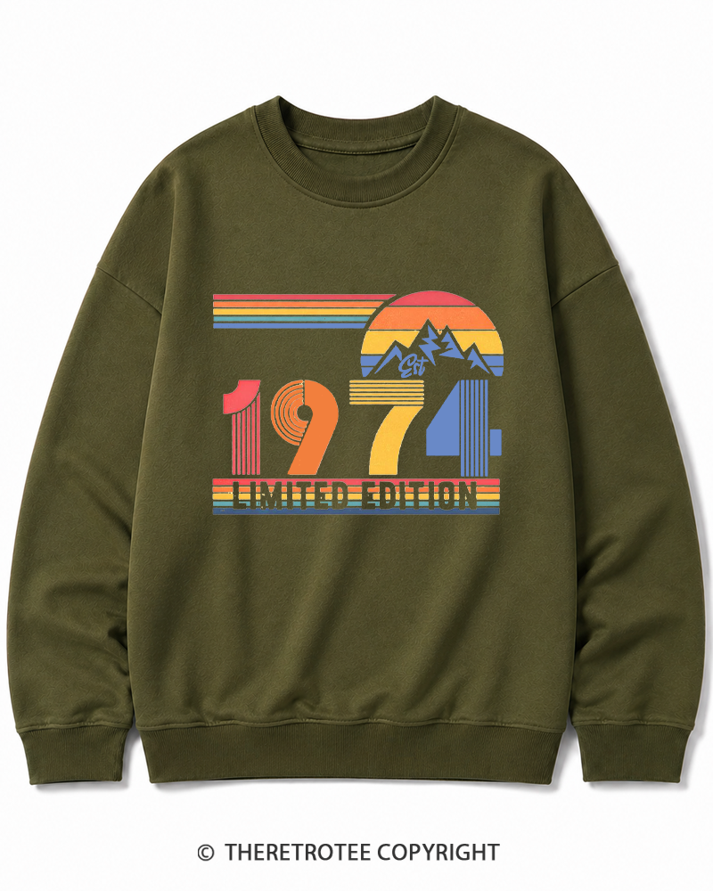 TheRetroTee Birthday Year Number 1970s Cotton Sweatshirt