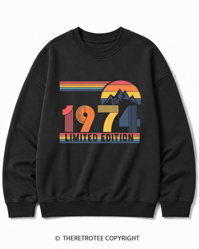 TheRetroTee Birthday Year Number 1970s Cotton Sweatshirt