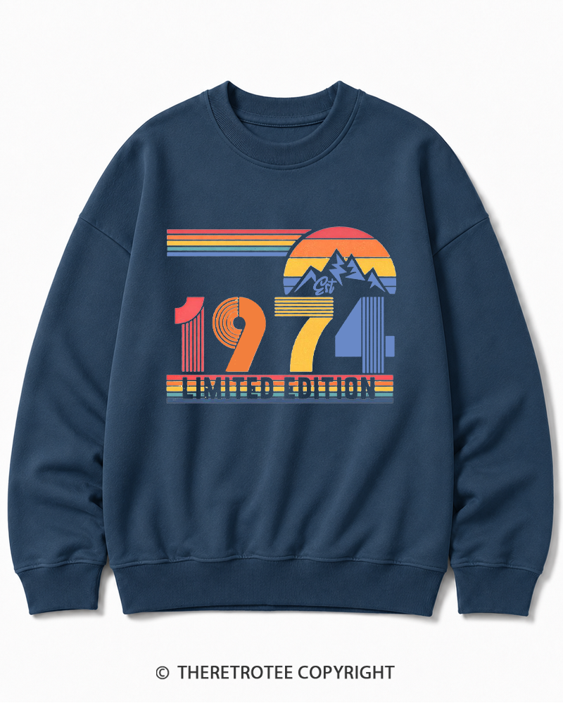 TheRetroTee Birthday Year Number 1970s Cotton Sweatshirt
