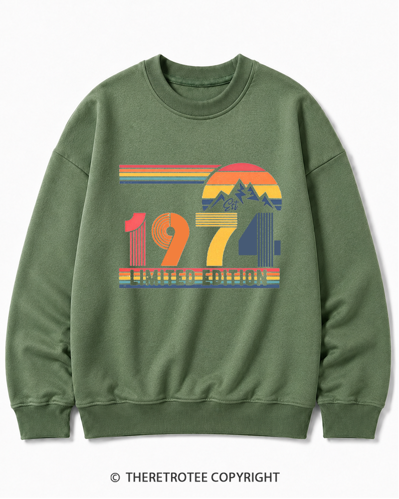 TheRetroTee Birthday Year Number 1970s Cotton Sweatshirt