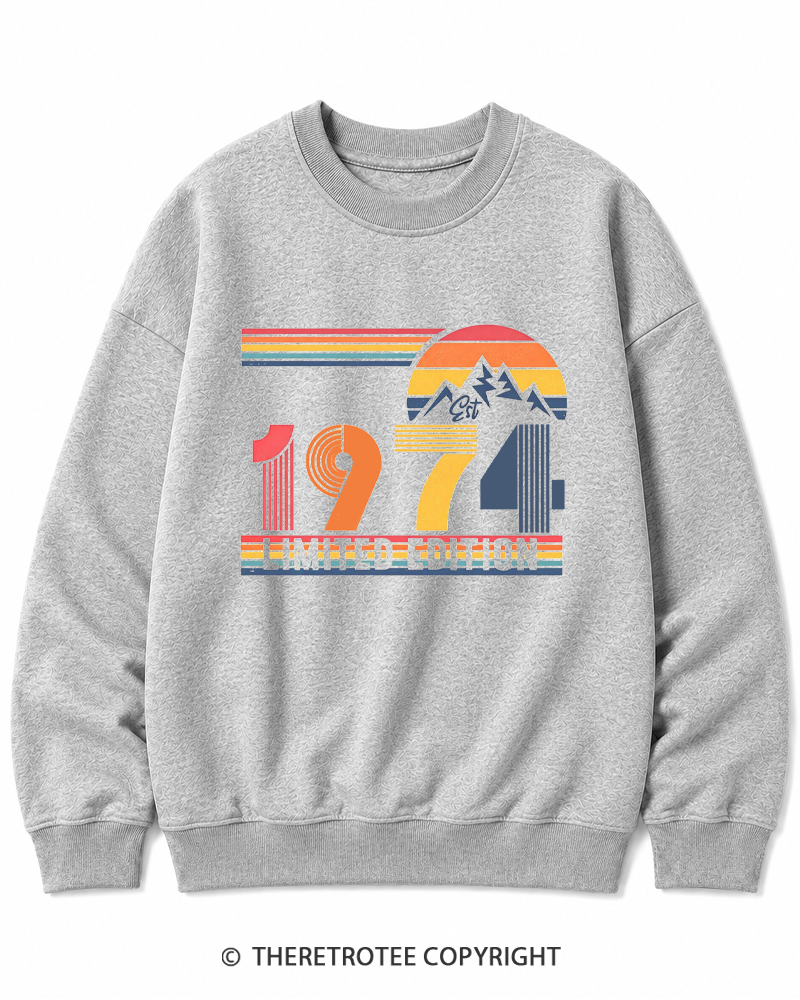 TheRetroTee Birthday Year Number 1970s Cotton Sweatshirt