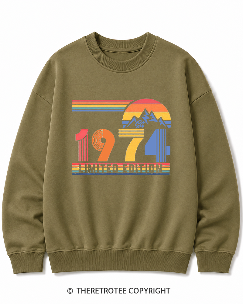 TheRetroTee Birthday Year Number 1970s Cotton Sweatshirt