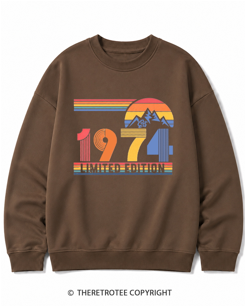 TheRetroTee Birthday Year Number 1970s Cotton Sweatshirt