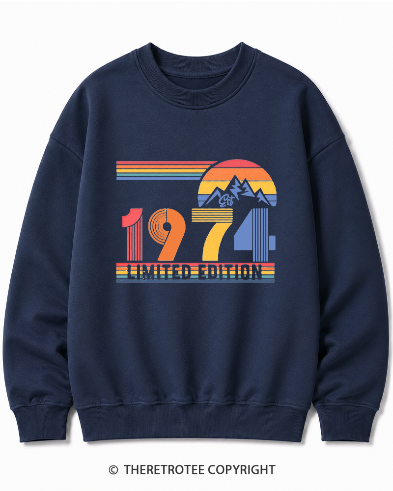 TheRetroTee Birthday Year Number 1970s Cotton Sweatshirt