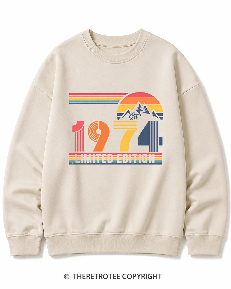 TheRetroTee Birthday Year Number 1970s Cotton Sweatshirt