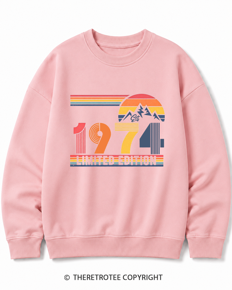 TheRetroTee Birthday Year Number 1970s Cotton Sweatshirt