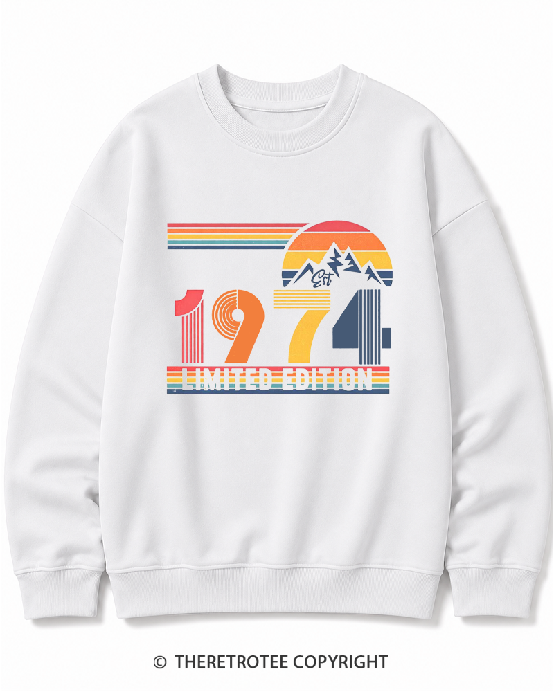 TheRetroTee Birthday Year Number 1970s Cotton Sweatshirt
