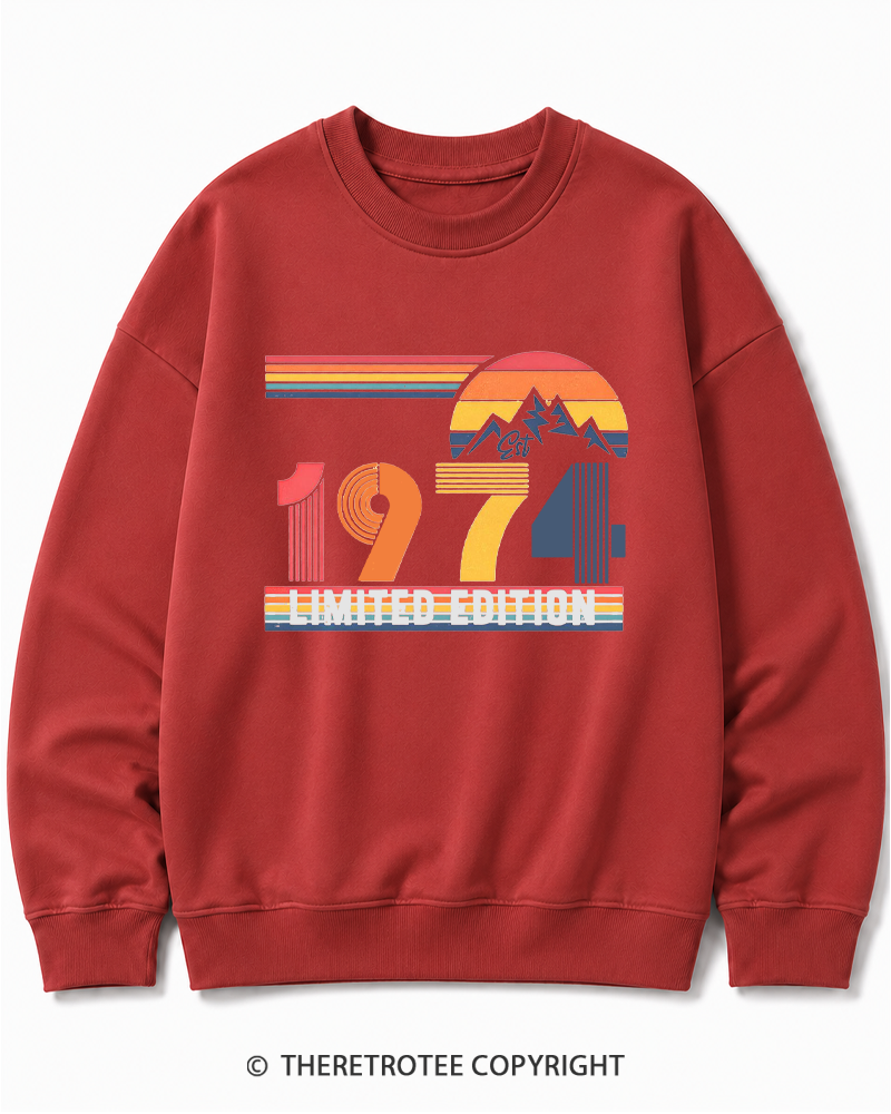 TheRetroTee Birthday Year Number 1970s Cotton Sweatshirt