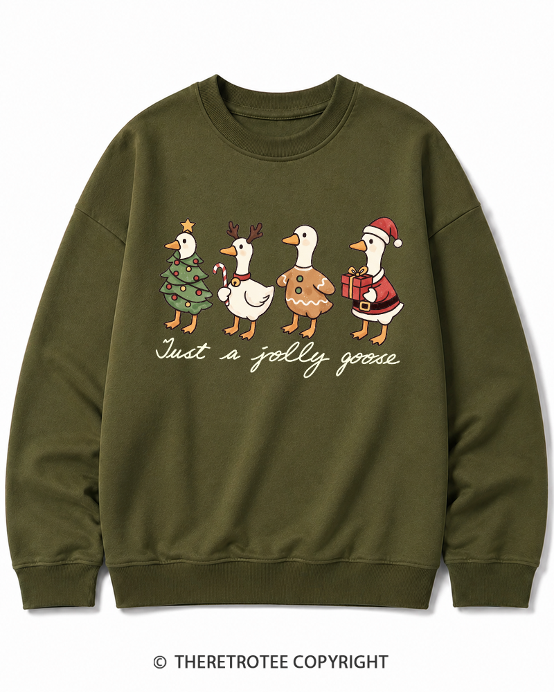 TheRetroTee Just a jolly goose 2000s Cotton Sweatshirt