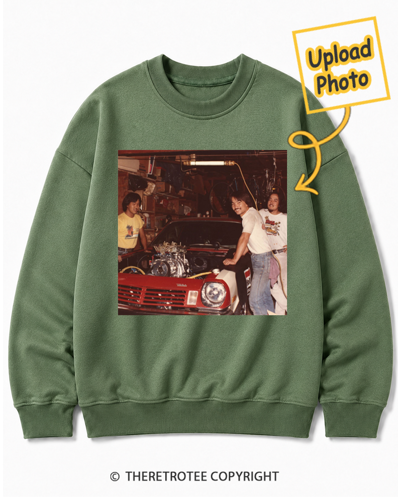 TheRetroTee Personalized Dad's Garage 1976 Sweatshirt