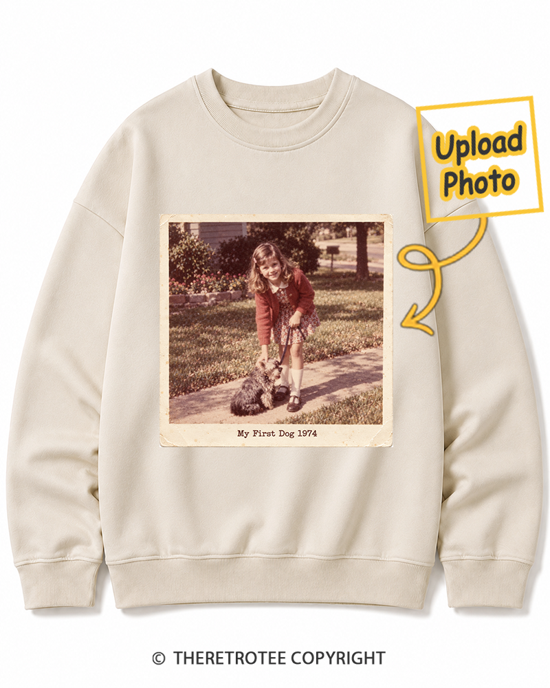 TheRetroTee Personalized My First Dog 1974 Sweatshirt