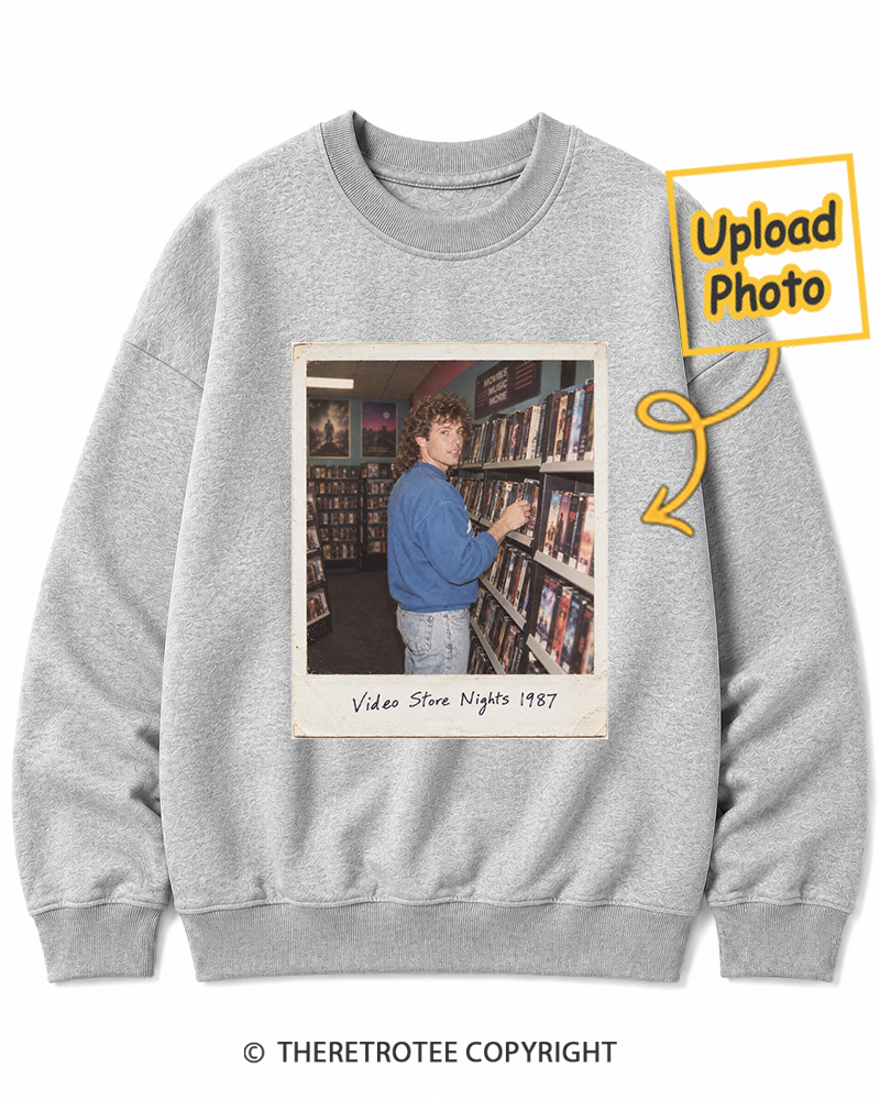 TheRetroTee Personalized Video Store Nights 1987 Sweatshirt