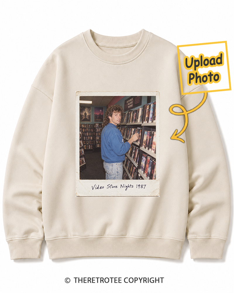 TheRetroTee Personalized Video Store Nights 1987 Sweatshirt