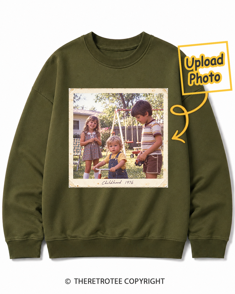 TheRetroTee Personalized Analog Childhood 1976 Sweatshirt