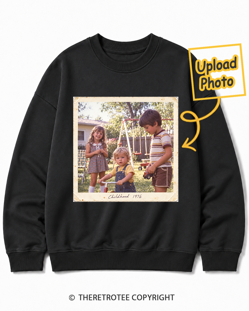 TheRetroTee Personalized Analog Childhood 1976 Sweatshirt
