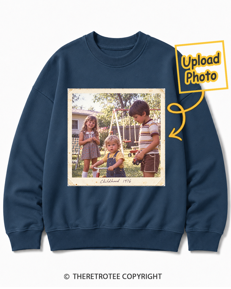 TheRetroTee Personalized Analog Childhood 1976 Sweatshirt