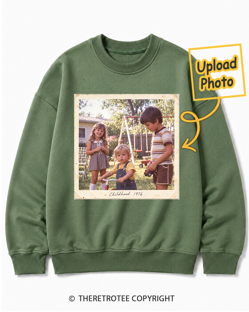TheRetroTee Personalized Analog Childhood 1976 Sweatshirt