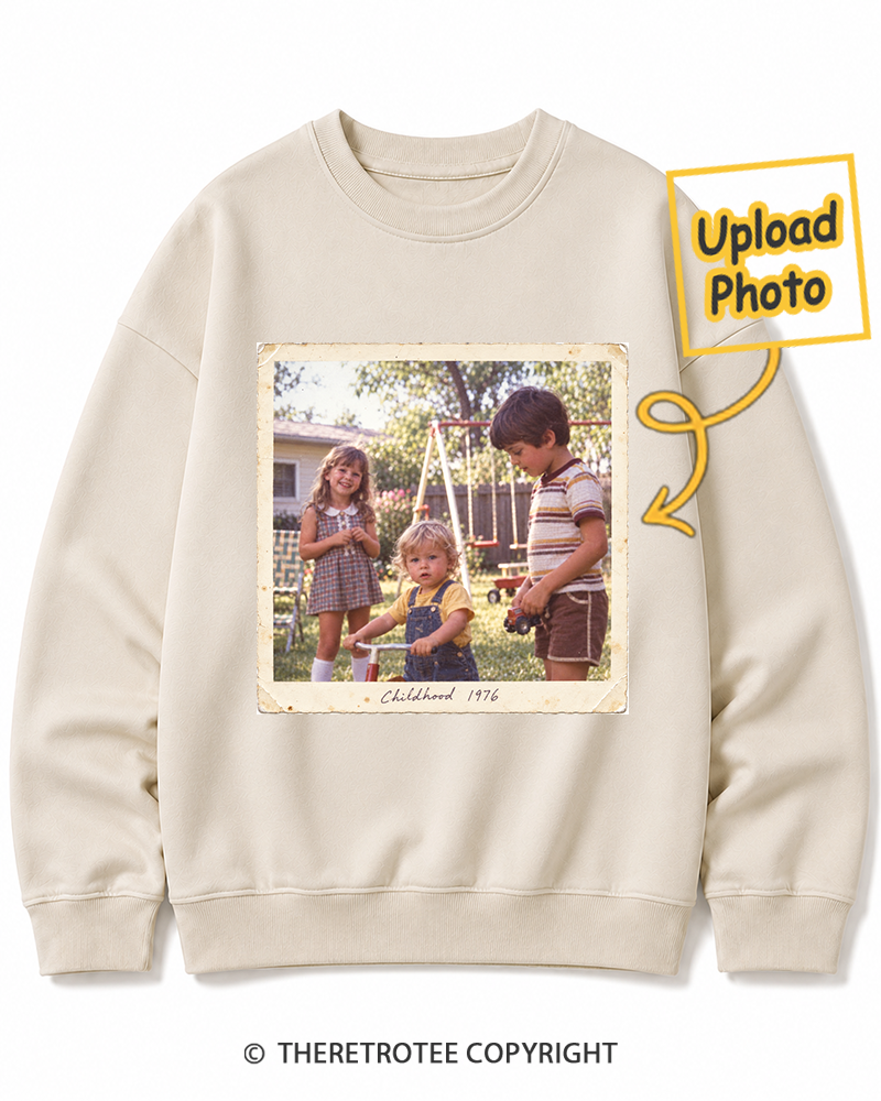 TheRetroTee Personalized Analog Childhood 1976 Sweatshirt