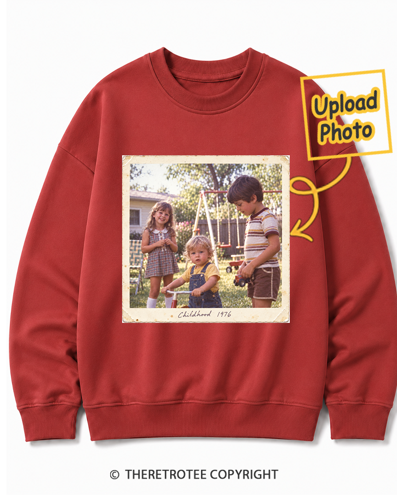 TheRetroTee Personalized Analog Childhood 1976 Sweatshirt