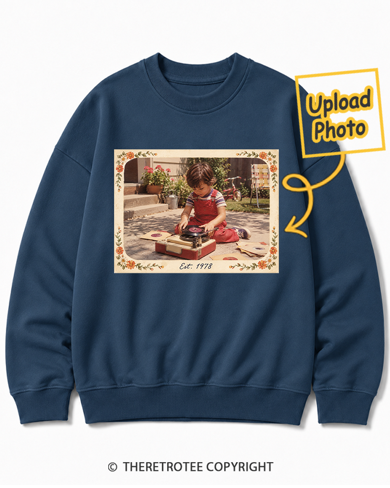 TheRetroTee Personalized Raised on Vinyl 1978 Sweatshirt