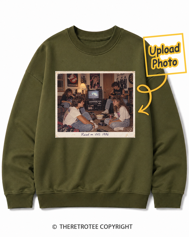 TheRetroTee Personalized Raised on VHS 1986 Sweatshirt