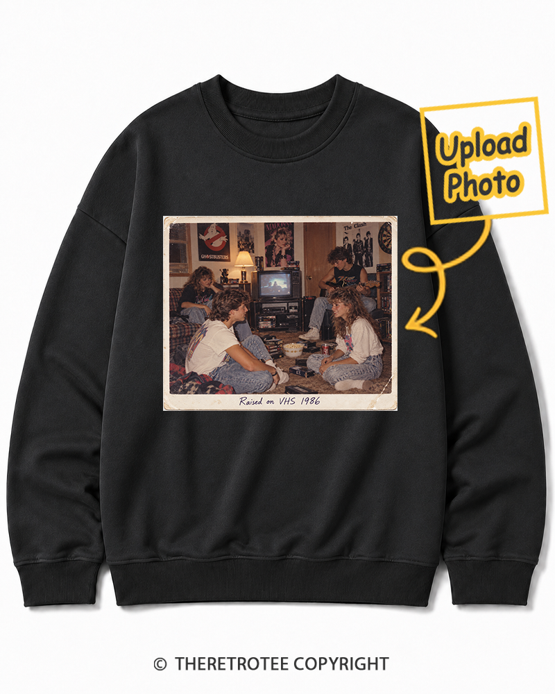 TheRetroTee Personalized Raised on VHS 1986 Sweatshirt
