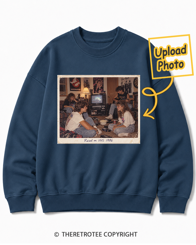 TheRetroTee Personalized Raised on VHS 1986 Sweatshirt