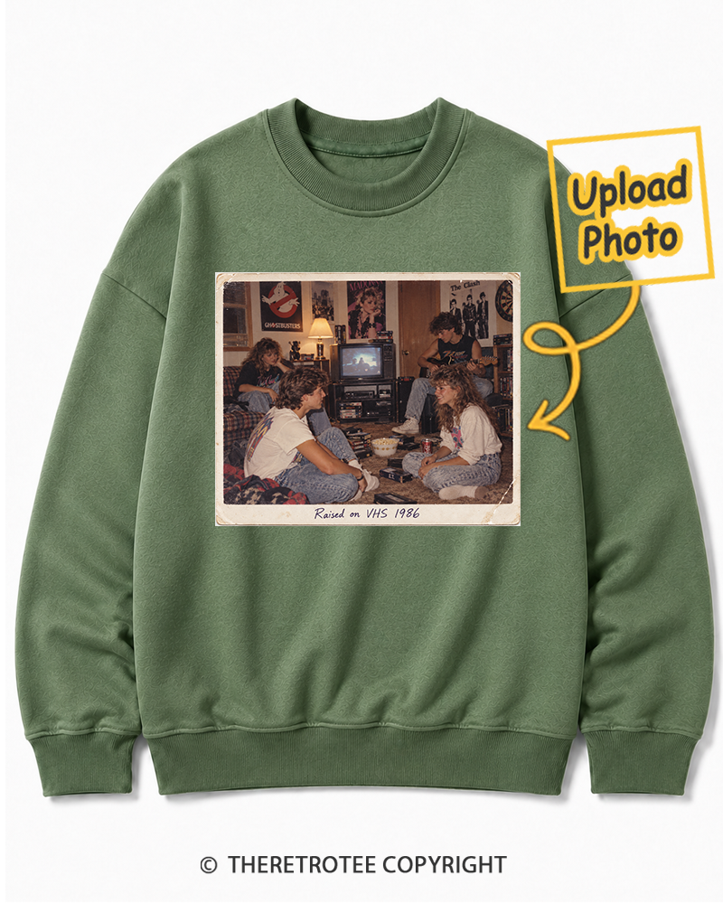 TheRetroTee Personalized Raised on VHS 1986 Sweatshirt