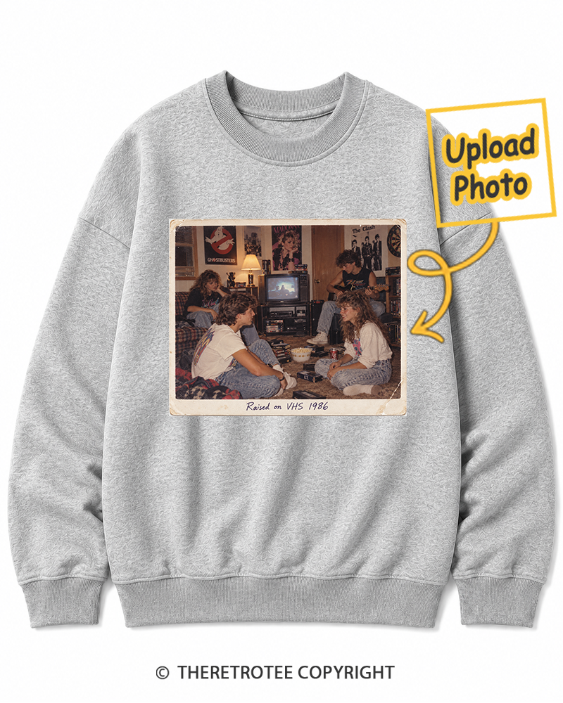 TheRetroTee Personalized Raised on VHS 1986 Sweatshirt