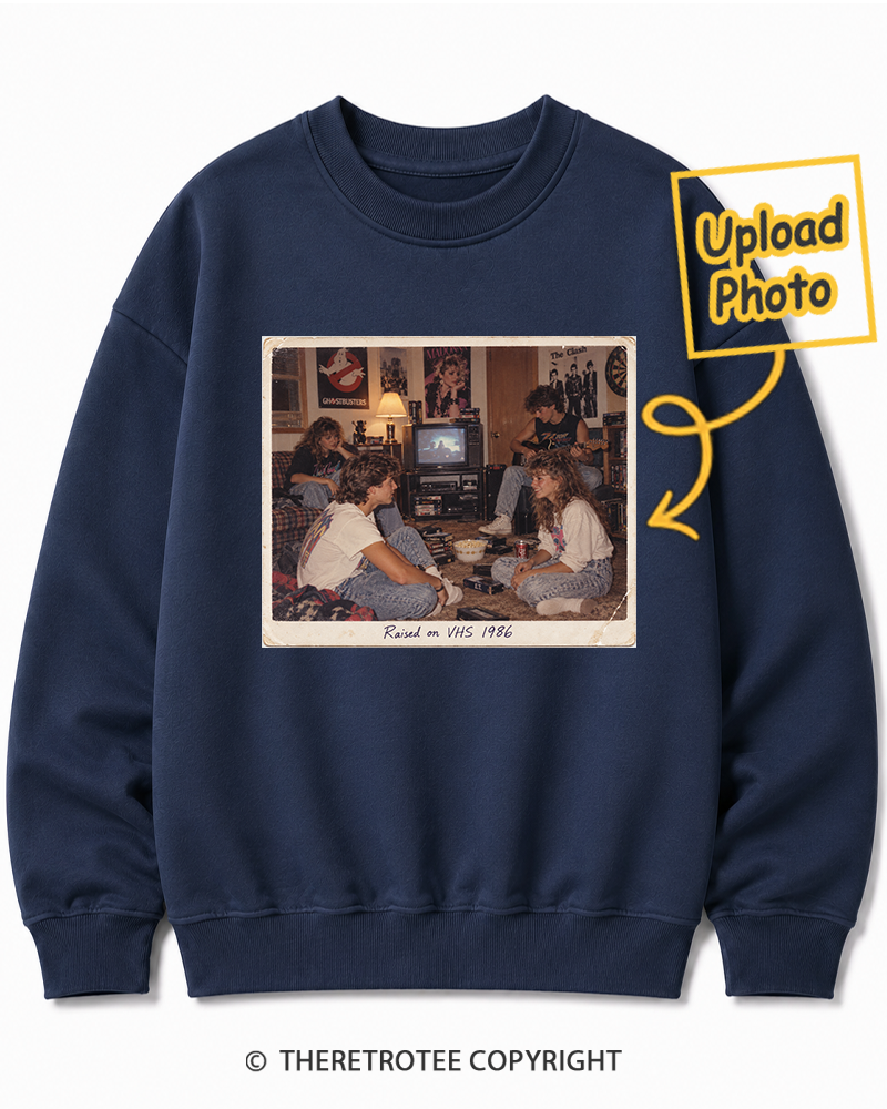 TheRetroTee Personalized Raised on VHS 1986 Sweatshirt
