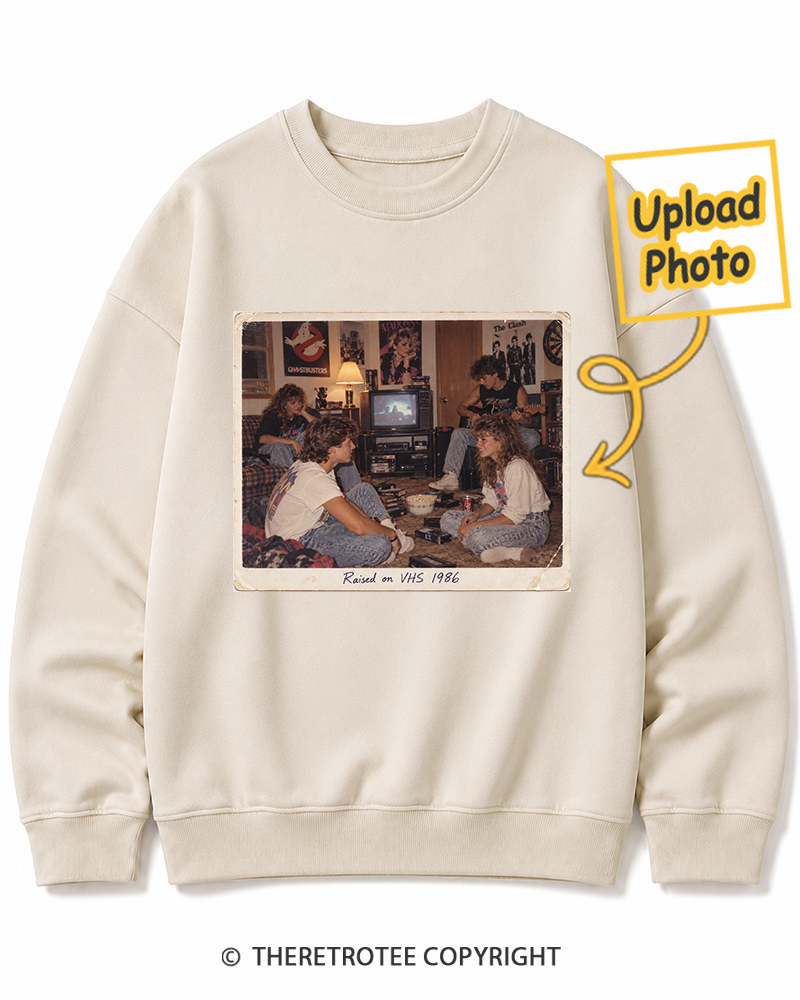 TheRetroTee Personalized Raised on VHS 1986 Sweatshirt