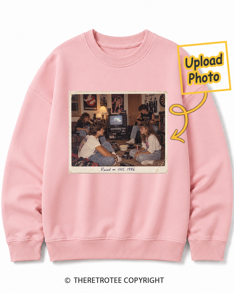 TheRetroTee Personalized Raised on VHS 1986 Sweatshirt