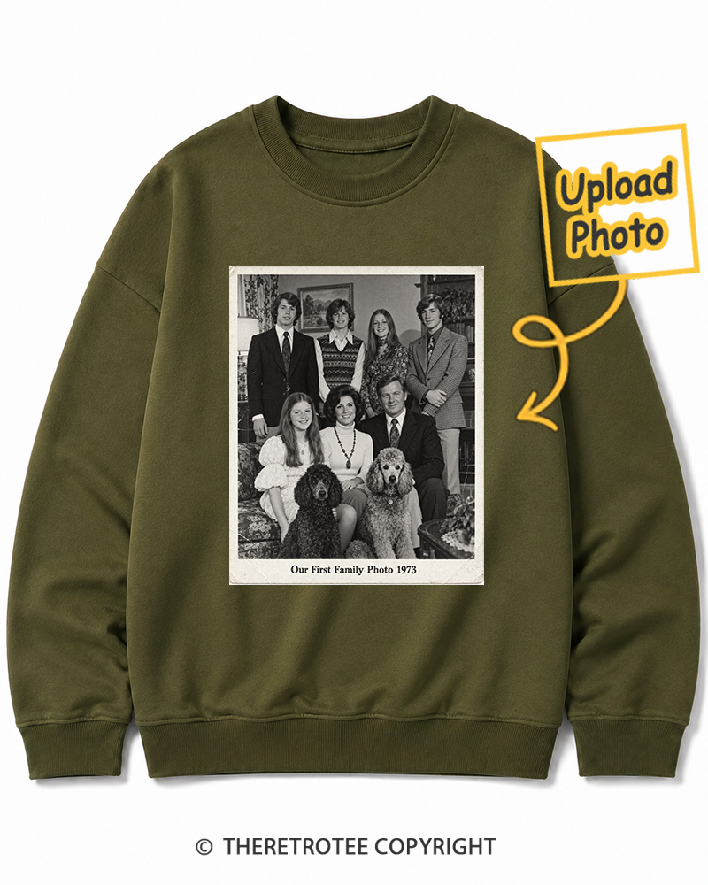 TheRetroTee Personalized Our First Family Photo 1973 Sweatshirt