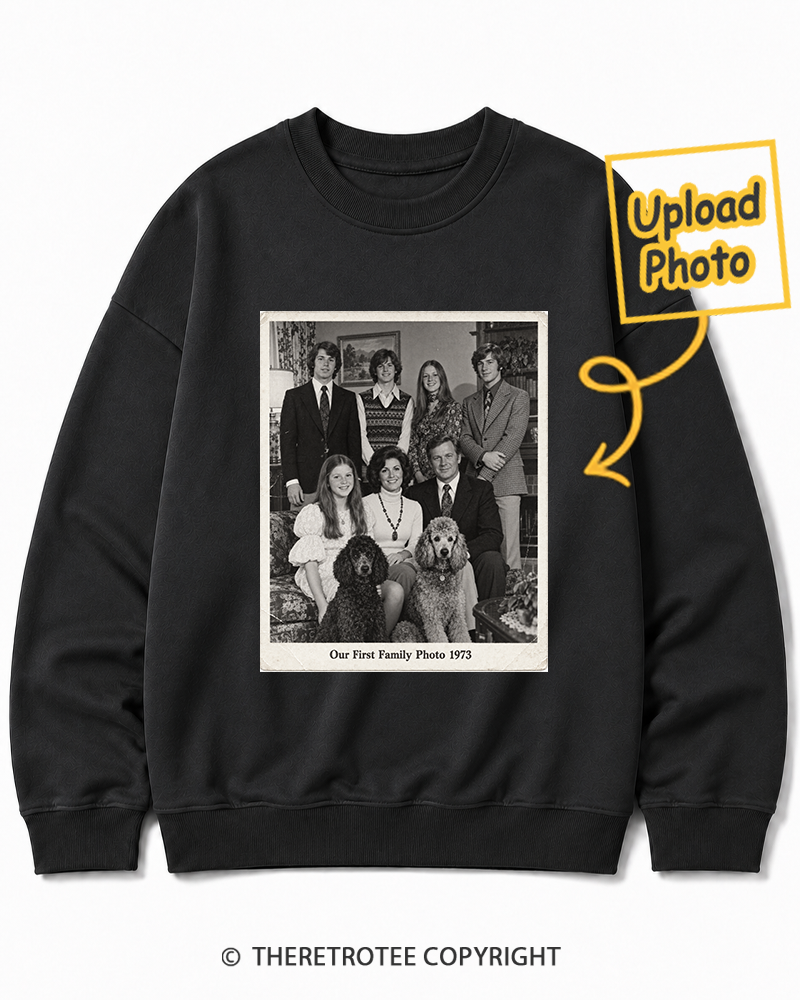 TheRetroTee Personalized Our First Family Photo 1973 Sweatshirt