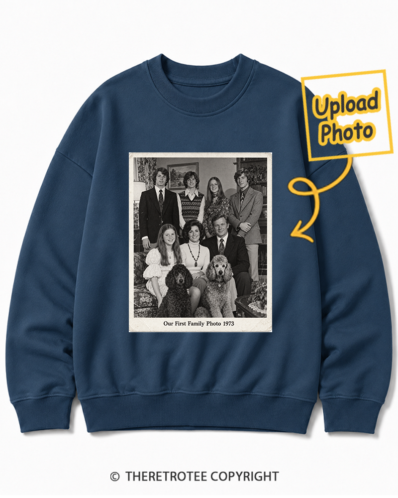 TheRetroTee Personalized Our First Family Photo 1973 Sweatshirt