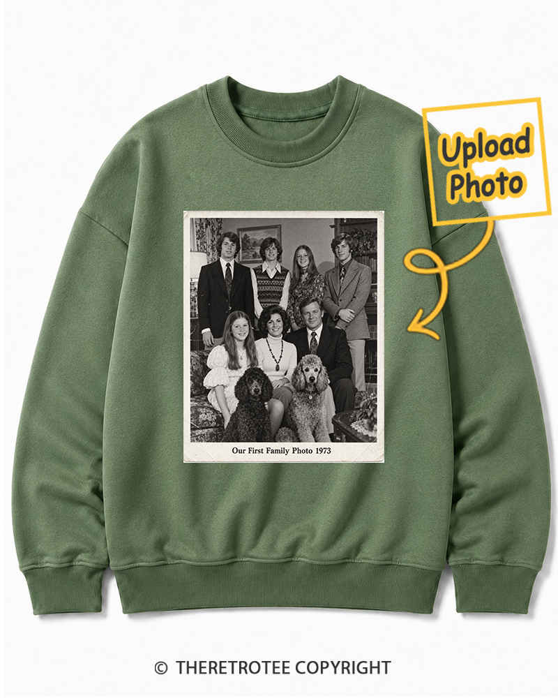 TheRetroTee Personalized Our First Family Photo 1973 Sweatshirt