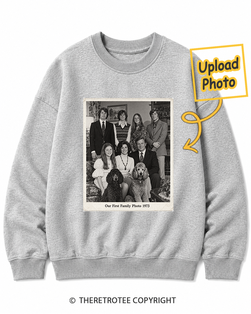 TheRetroTee Personalized Our First Family Photo 1973 Sweatshirt