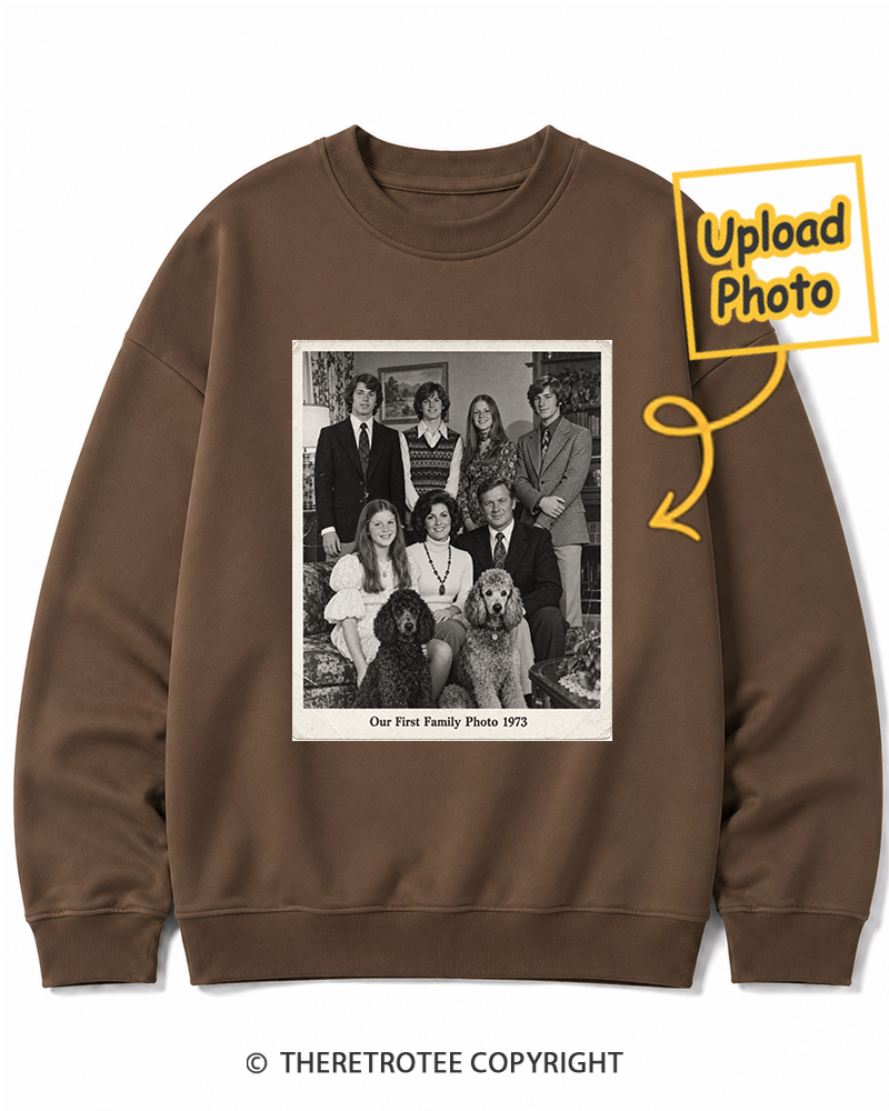 TheRetroTee Personalized Our First Family Photo 1973 Sweatshirt
