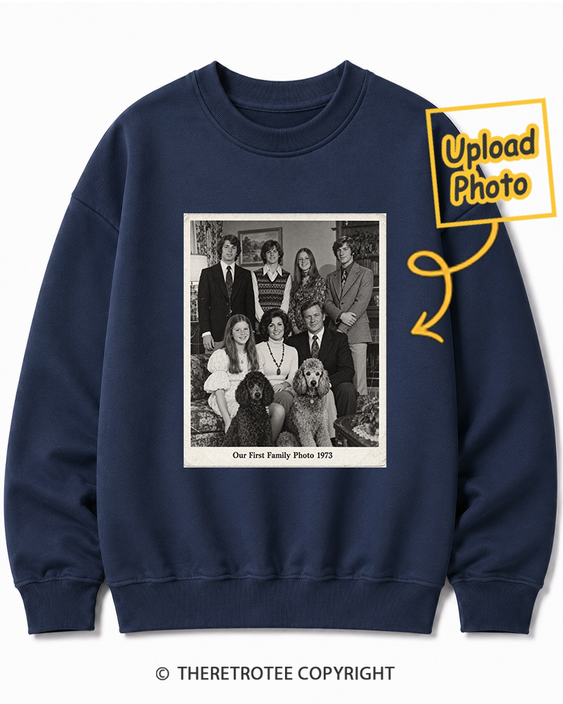 TheRetroTee Personalized Our First Family Photo 1973 Sweatshirt