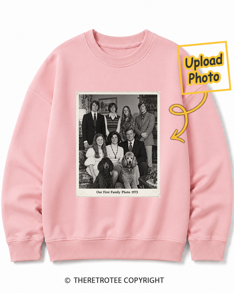 TheRetroTee Personalized Our First Family Photo 1973 Sweatshirt