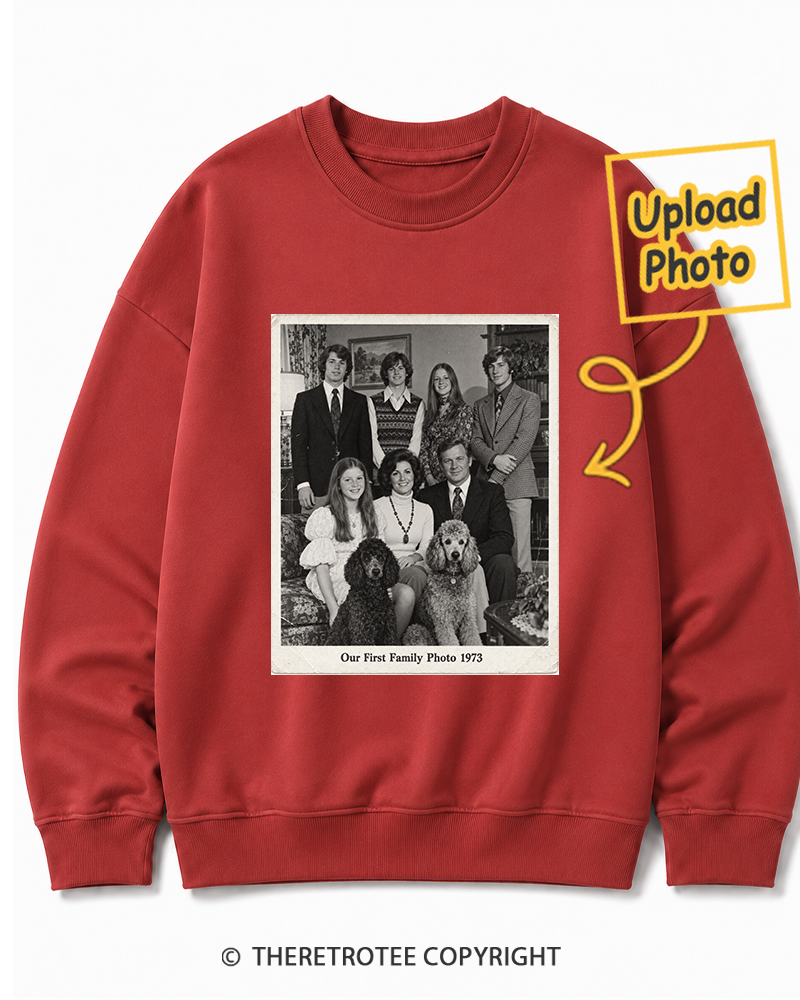 TheRetroTee Personalized Our First Family Photo 1973 Sweatshirt