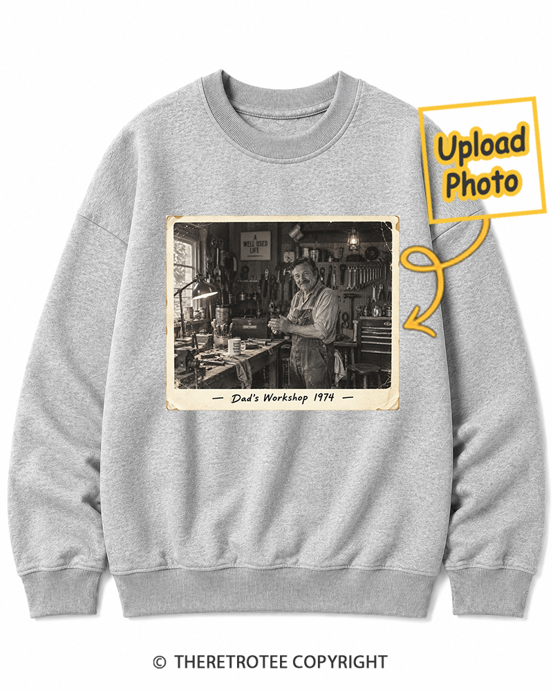 TheRetroTee Personalized Dad's Workshop 1974 Sweatshirt