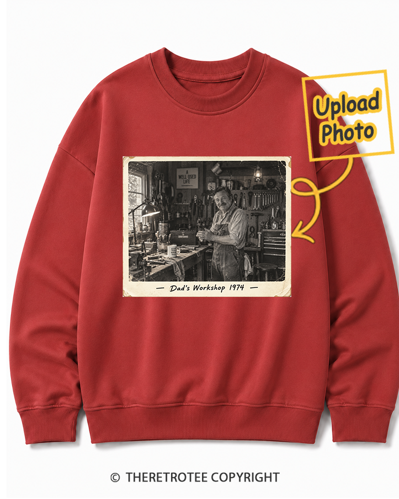 TheRetroTee Personalized Dad's Workshop 1974 Sweatshirt