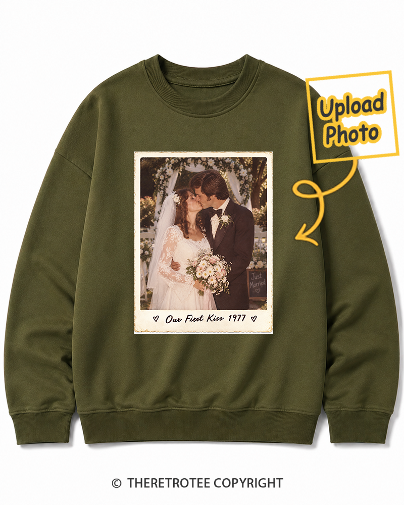TheRetroTee Personalized Our First Kiss 1977 Sweatshirt