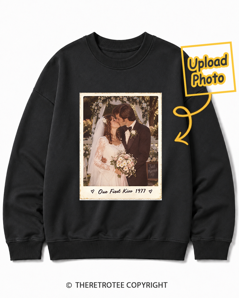 TheRetroTee Personalized Our First Kiss 1977 Sweatshirt