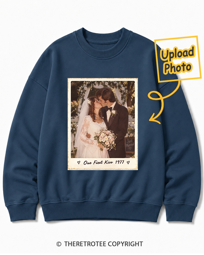 TheRetroTee Personalized Our First Kiss 1977 Sweatshirt