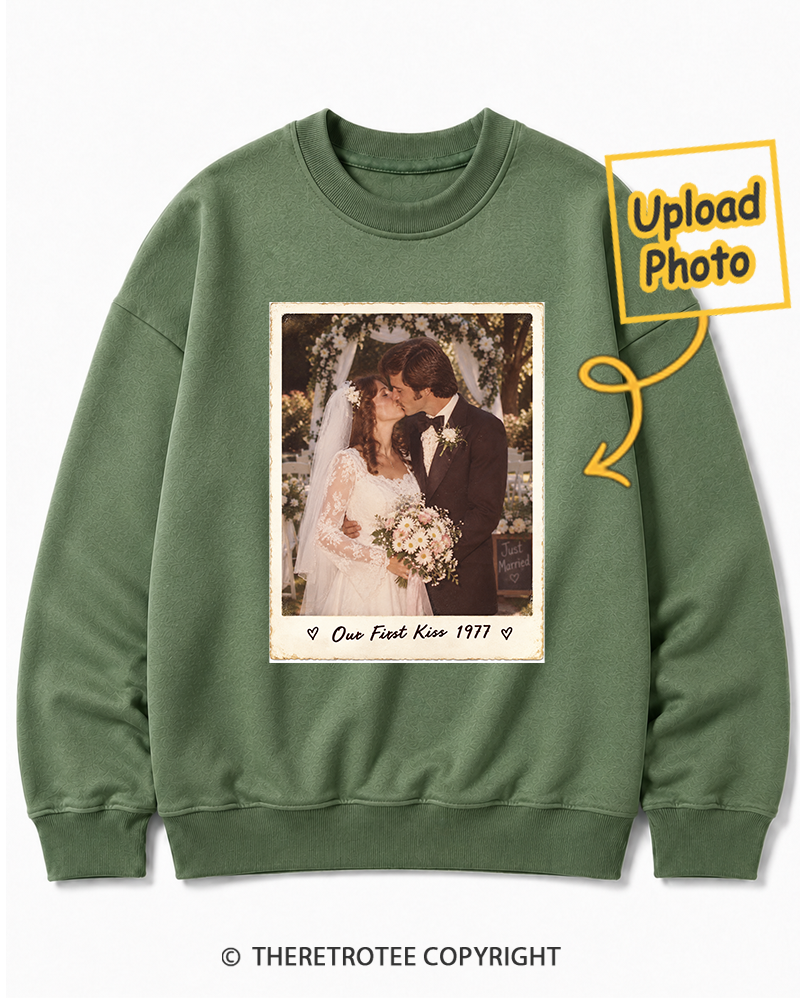 TheRetroTee Personalized Our First Kiss 1977 Sweatshirt