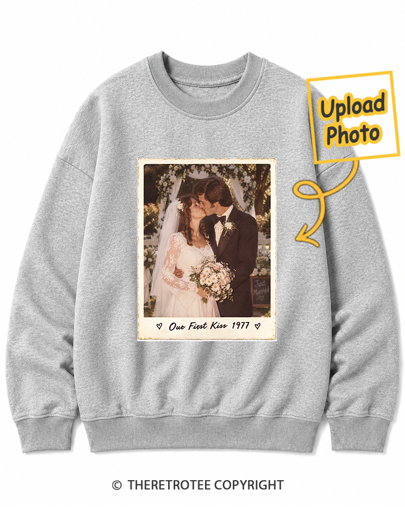 TheRetroTee Personalized Our First Kiss 1977 Sweatshirt