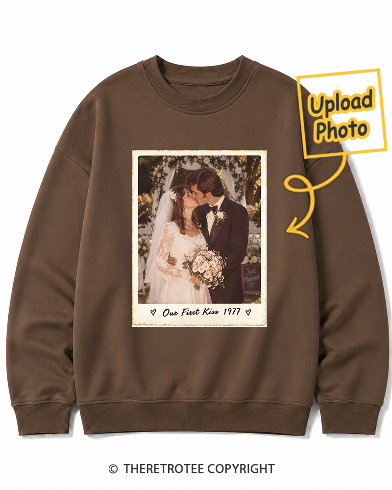 TheRetroTee Personalized Our First Kiss 1977 Sweatshirt