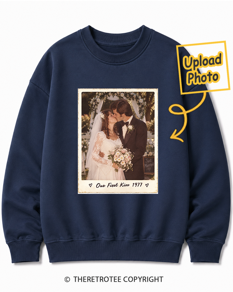 TheRetroTee Personalized Our First Kiss 1977 Sweatshirt